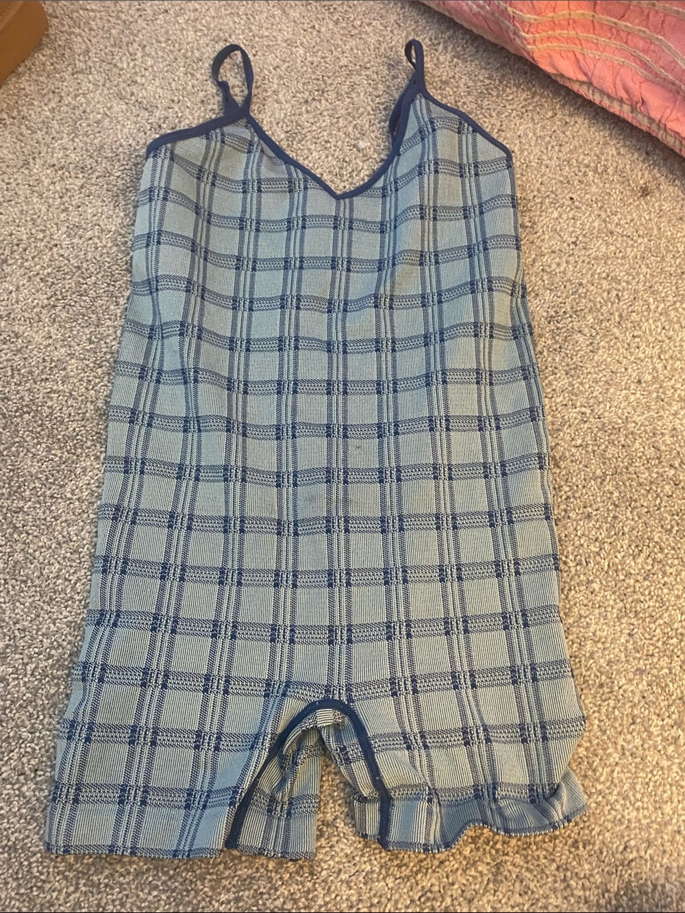 Anthropologie Blue Plaid Sleeveless Romper
